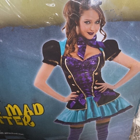 New Miss mad hatter halloween costume Medium (8-10) Holiday Dress Up Fall - Picture 2 of 6